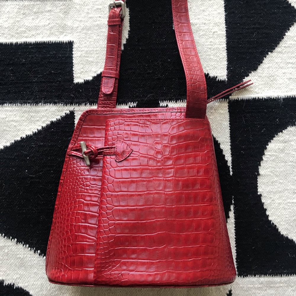 Exclusive leather red bag, polo style